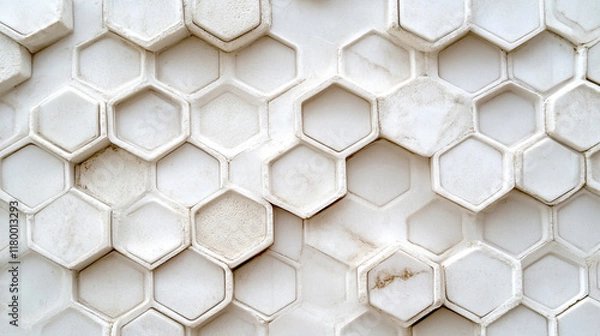 Obraz white dust grunge hexagon pattern background. 