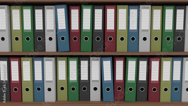 Obraz Two rows of different binders, CGI
