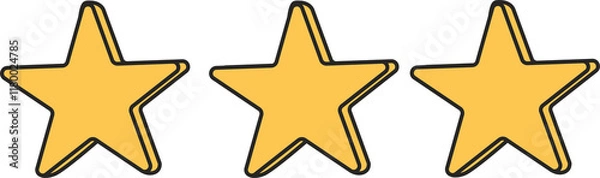 Obraz A yellow painted star, a star in a trendy retro style, a star from a cartoon.