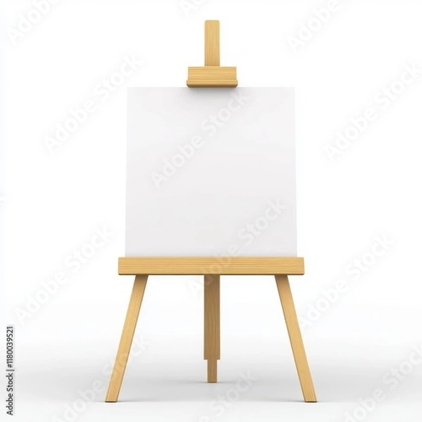 Fototapeta A wooden easel holds an untapped canvas in an art studio, awaiting the artist's touch