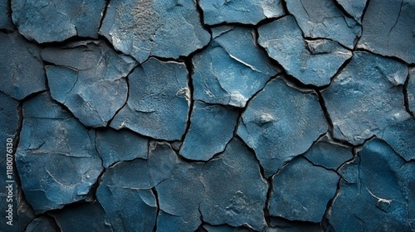 Fototapeta Close-up texture of dark blue slate rocks, showcasing rough cracked layers. Ideal for backgrounds, geology presentations, or design projects requiring a natural, earthy tone.