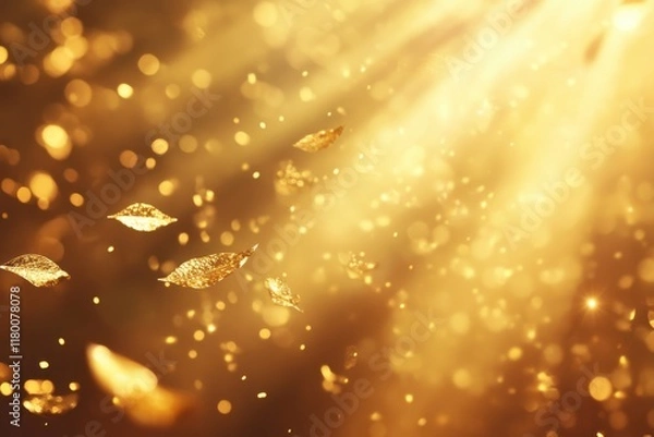 Fototapeta Golden leaves dance in a sunlit haze, creating a magical, autumnal scene.