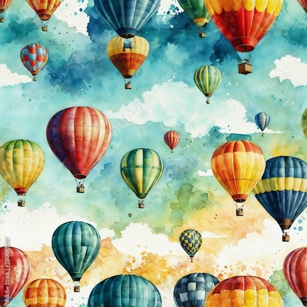 Obraz Balloon in the clouds. Place for text.