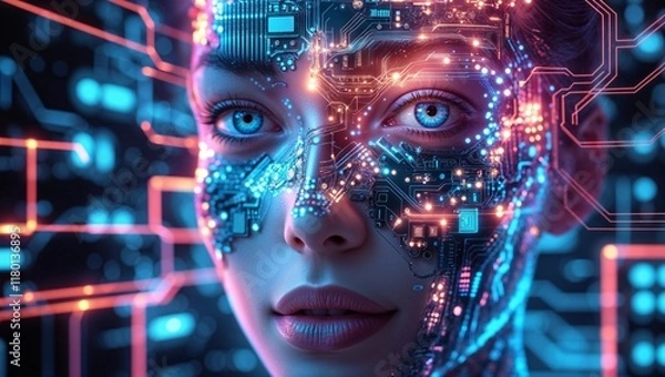 Obraz A Captivating Woman with a Serene Expression, Her Soft Gaze Reflecting Calmness and Grace, Radiating Inner Peace and Timeless Beauty in a Moment of Tranquility