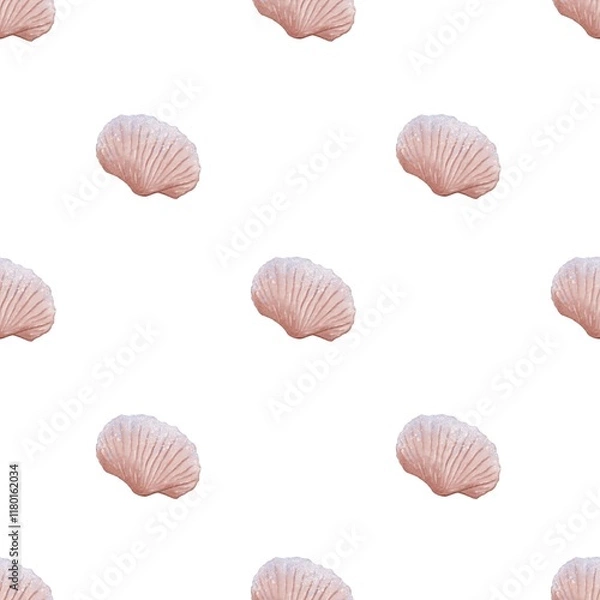 Fototapeta Seamless watercolor shell pattern for textile and gift wrapping designs