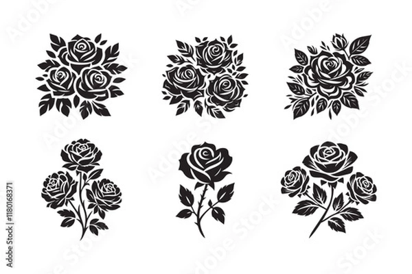Fototapeta Rose flower bundle set vector illustration
