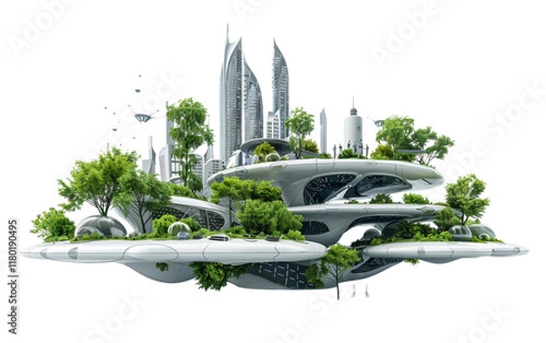 Fototapeta A High-Tech City Park Featuring Cutting-Edge Technology and Design Isolated on Transparent Background PNG