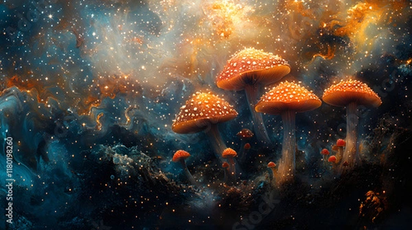 Fototapeta A Colorful Cosmic Show of Pastel and Neon Forms Amidst an Enigmatic Liquid Universe