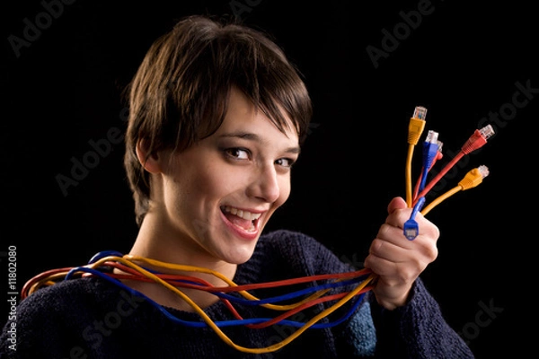 Fototapeta Internet network cables