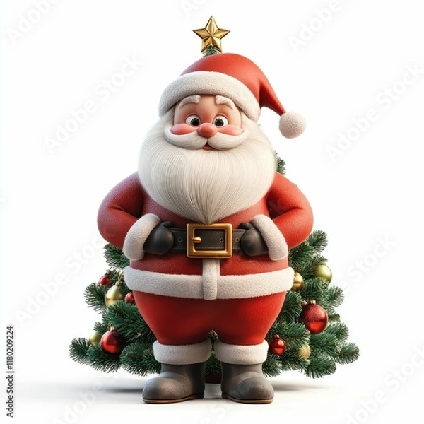 Fototapeta Santa Claus with a decorated Christmas tree