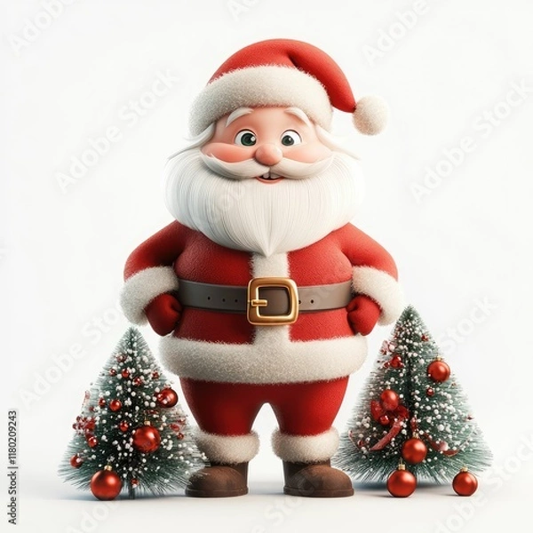 Fototapeta Santa Claus with a decorated Christmas tree