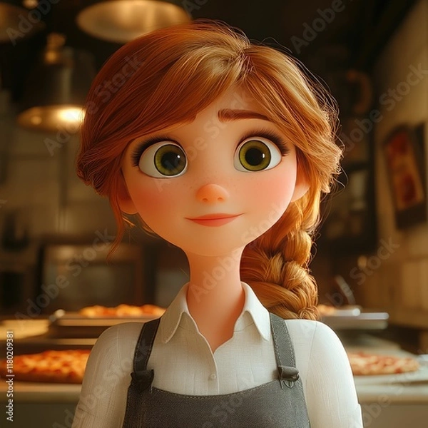Fototapeta the picture of the girl with the hot pizza