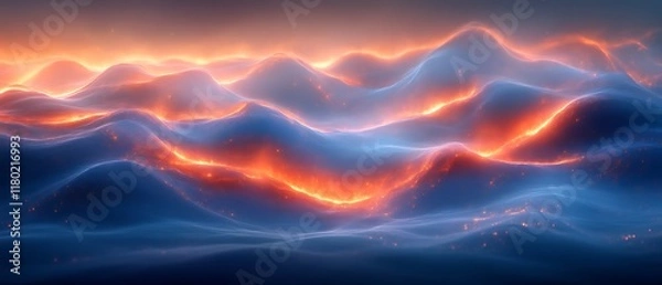 Obraz Glowing, fiery, abstract landscape.