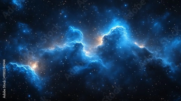 Obraz Blue nebula cosmic clouds.