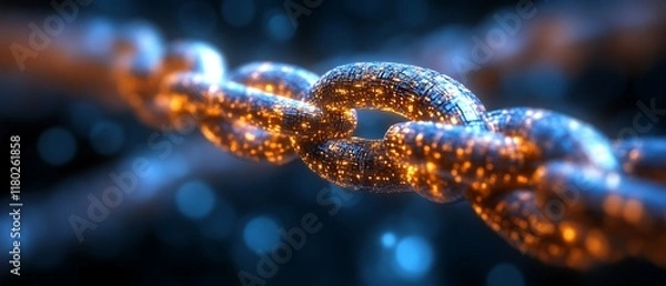 Fototapeta Glowing chain link close-up.