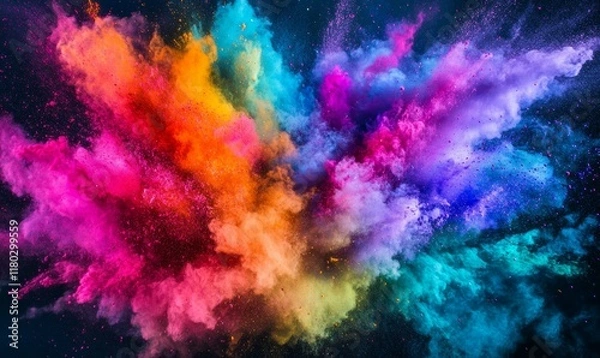 Fototapeta Colorful explosion of light and color. The image is a representation of a fireworks display. The vibrant colors and the way they are scattered throughout the frame create a sense of excitement