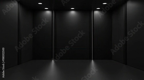 Fototapeta Empty studio room. Dark background. Abstract dark empty studio room texture. Product showcase spotlight background.