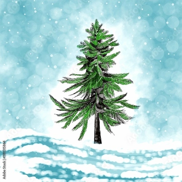 Obraz Watercolour forest landscape