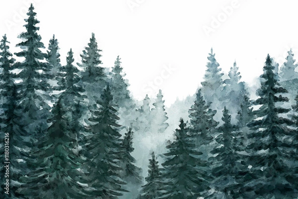 Obraz Watercolour forest landscape