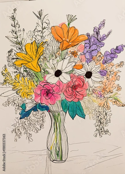 Fototapeta Draw me a beautiful bouquet