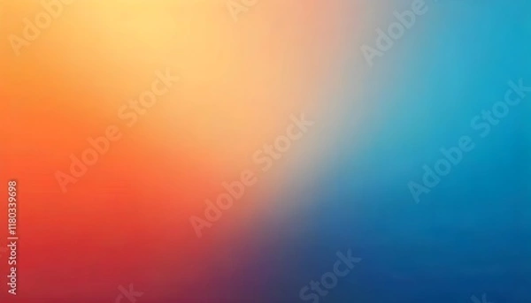 Fototapeta An abstract blurred background featuring a smooth orange and blue gradient with soft transitions and vibrant hues 