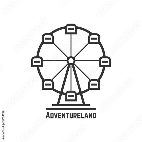 Fototapeta adventureland icon with black ferris wheel