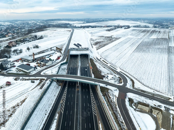 Fototapeta Tunnel in Dziekanowice on new highway s52 in Krakow, Poland