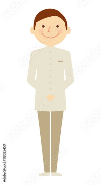 Fototapeta リゾートホテルマン　男性　働く人々　イラスト　