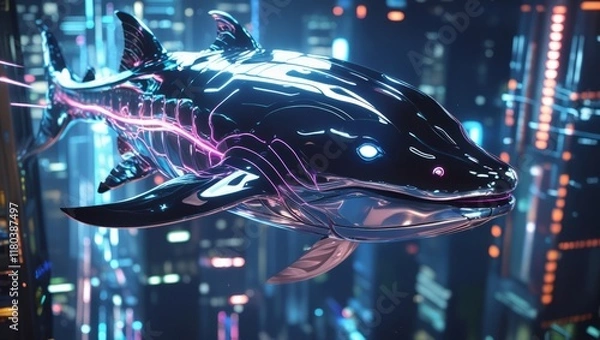 Obraz blue dragon whale flying 