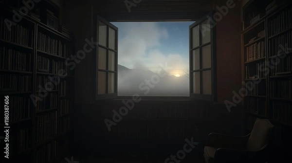Fototapeta window on an old house in the night