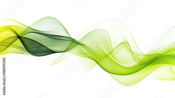 Fototapeta abstract green background with lines or waves isolated on white background