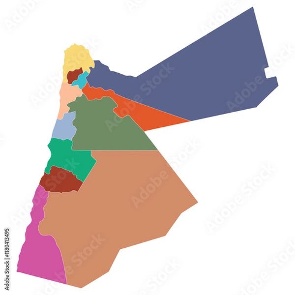 Obraz Jordan map regions in color.
