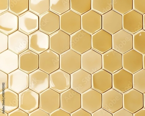 Fototapeta Honeycomb Pattern of Pale Gold Hexagonal Tiles