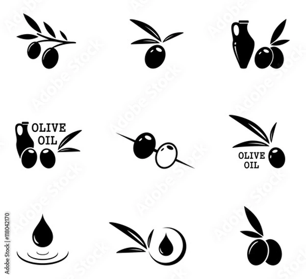 Obraz olive icons set