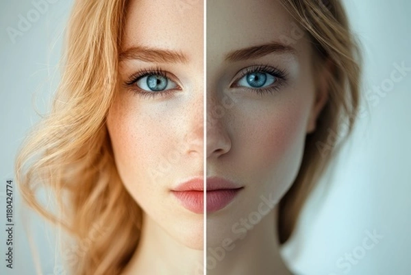 Fototapeta Contrasting image of an attractive woman issue neat