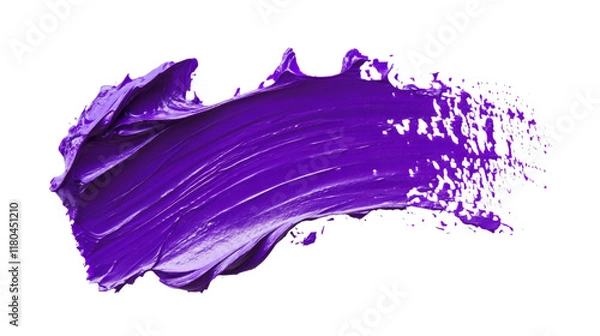 Fototapeta Purple paint stroke with textured vibrancy isolated on white background