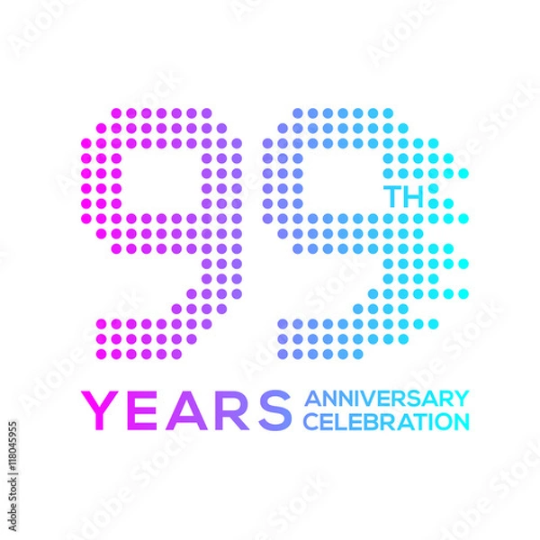 Fototapeta 99 years anniversary with a circle,dotted,digital,technology logo