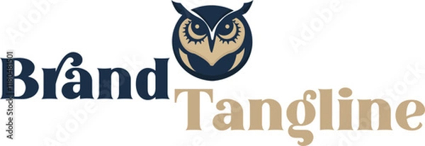 Fototapeta Blue owl head logo