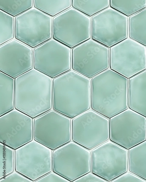 Fototapeta Seamless Pattern of Pale Teal Hexagonal Tiles