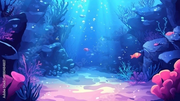 Fototapeta Vibrant Underwater Scene With Colorful Coral And Fish