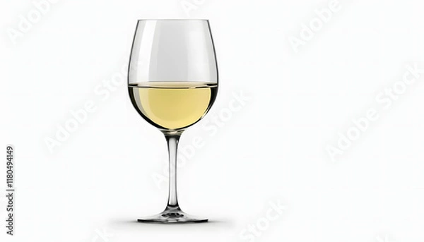 Fototapeta wine glass with white wine isolated on transparent background Generative Ai