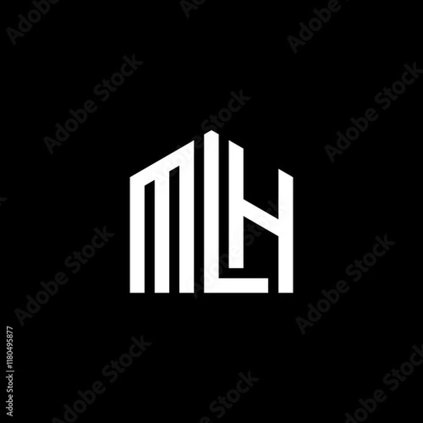 Fototapeta MLH letters in the shape of a house, geometric