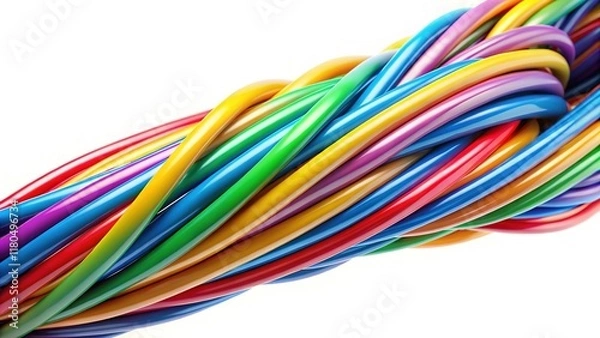 Fototapeta 3D Render Multicore Cable, Bright Colorful Wires, Sharp Detailed Image, Professional Quality