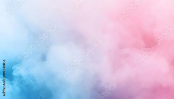Fototapeta Dreamy pastel blue and pink smoke abstract background, perfect for designs needing a soft and ethereal feel.  Ideal for websites, social media, or presentations.