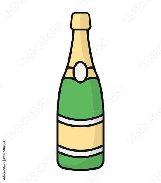 Fototapeta Color champagne bottle icon. Vector illustration isolated.