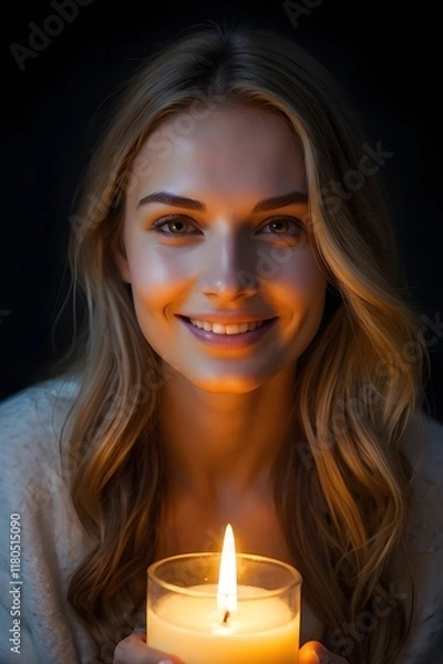 Fototapeta portrait of a woman with a candle
