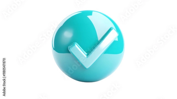 Obraz Turquoise checkmark icon symbolizing approval or correctness isolated on white background
