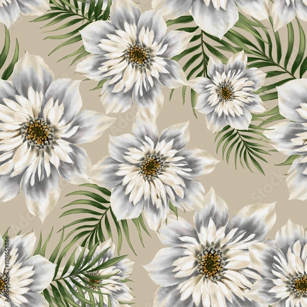 Fototapeta Beautiful seamless pattern with floral background.