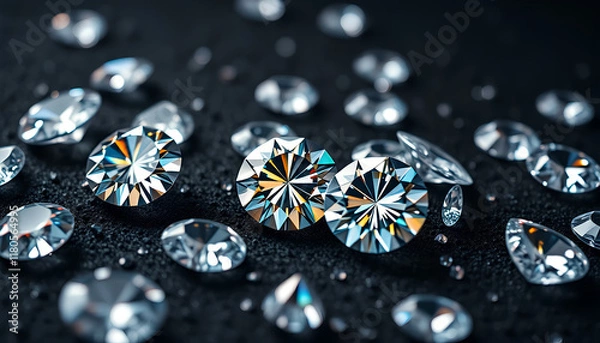 Fototapeta Sparkling Diamonds on a Dark Canvas