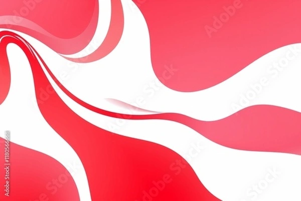 Fototapeta Abstract wavy red and pink lines radiating on white background.generative AI
